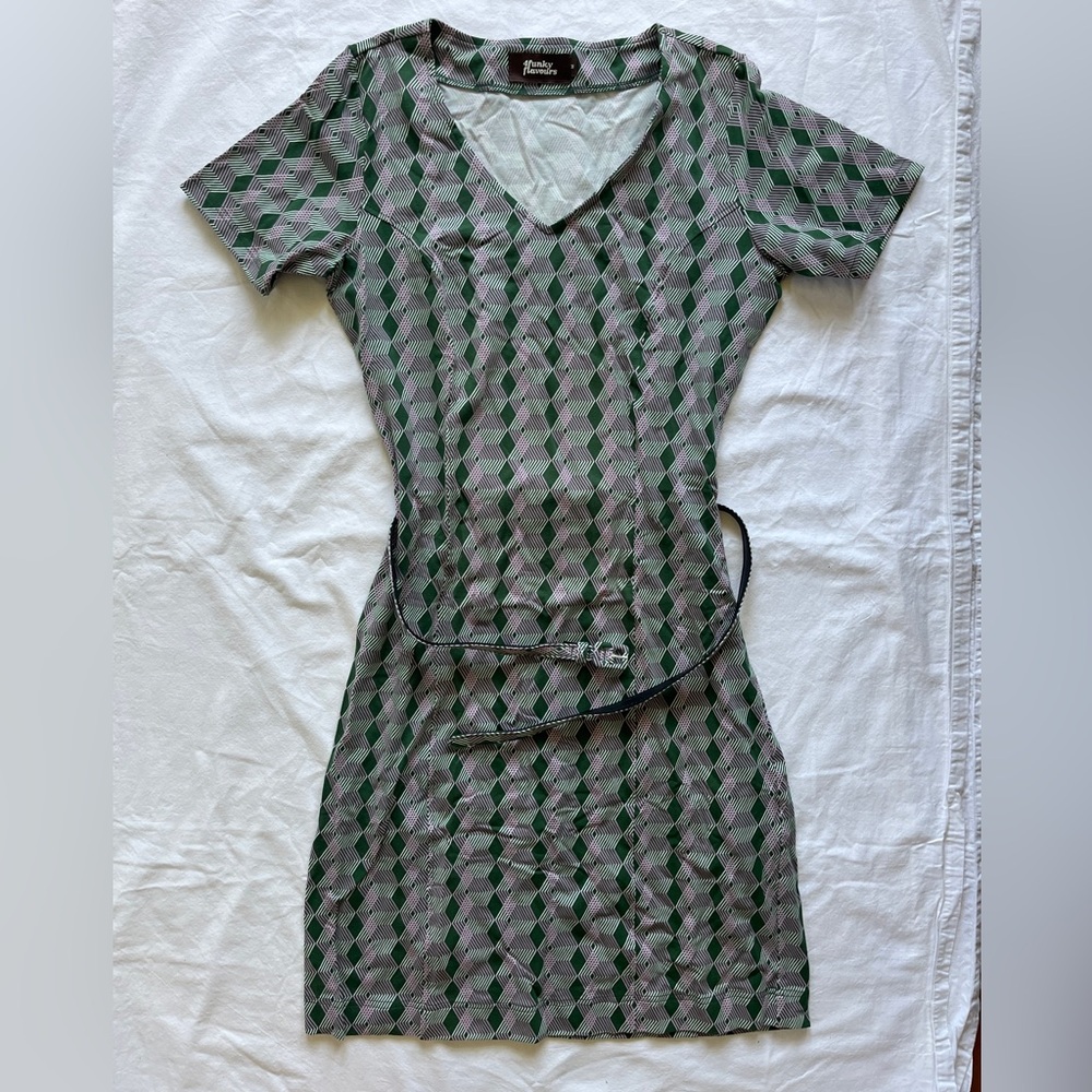Geometric, Belted Dress